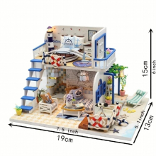 Creative DIY toy assembly doll house, wooden beach small house model, 12+gifts for girls, boys, teenagers, and adults