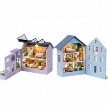 DIY Wooden Building Kit Doll House with Furniture Light Mini Casa Dollhouse Toys for Girls Diy Dollhouse Kit
