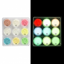 9Pcs Fluorescent Bright Glow In The Dark Sand Powder Toy Resin Pigment Kit Epoxy Resin For Party Halloween DIY Nail Wish Bottle