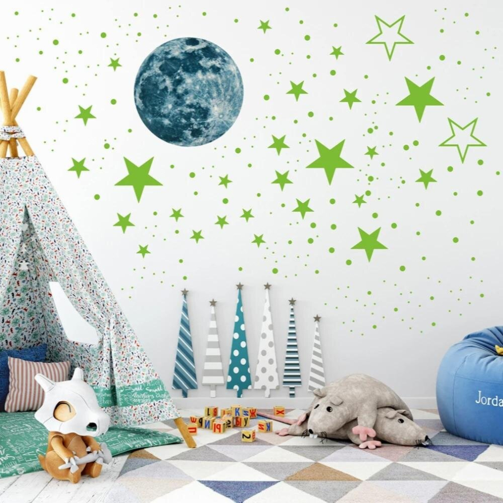 435pcs/set Luminous 3D Star Moon Wall Stickers Kids Room Bedroom Ceiling Decor