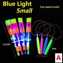 (Small Blue Light A black-100pcs) 50/100pcs Arrow Rocket Helicopter Flying Toy Amazing Light Toys LED Light Toys Party Fun Rubber Band Catapult