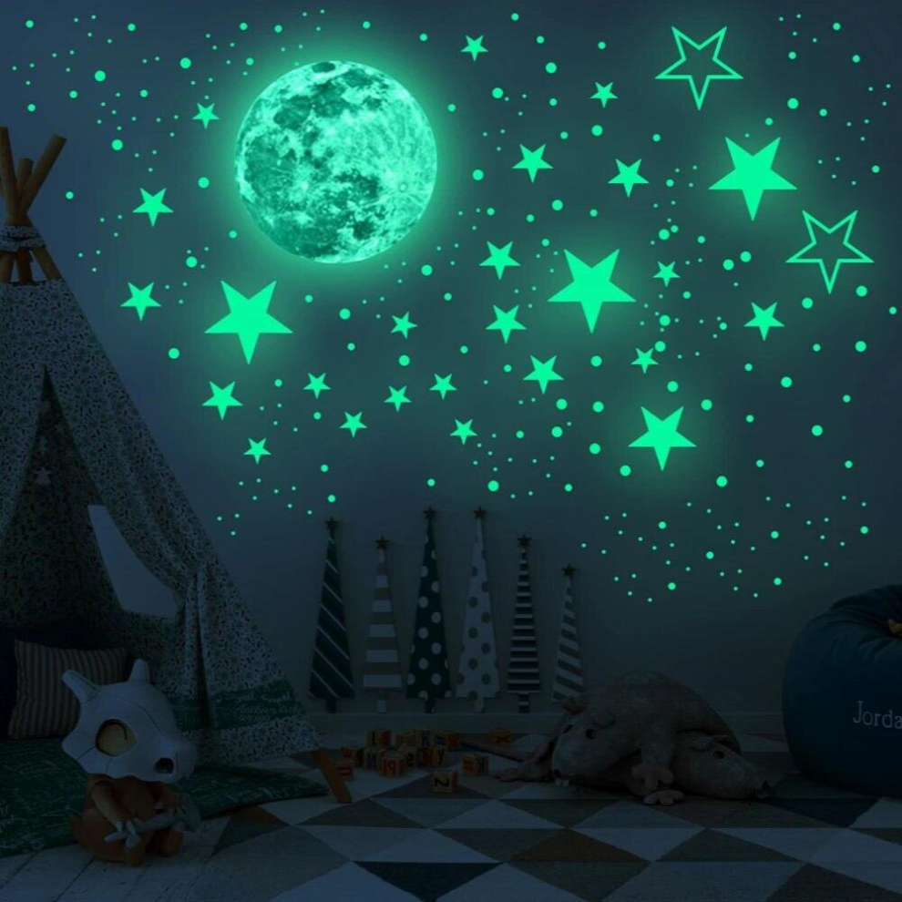 435pcs/set Luminous 3D Star Moon Wall Stickers Kids Room Bedroom Ceiling Decor