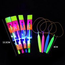 (S blue light WHITE-5PCS) Magical Light-Emitting Toy Arrows Rockets Helicopters Flying Toys Led Light Toys Party Fun Gift Rubber Band Catapult 10 PCS