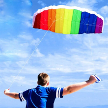 Professional 1.4m Dual Line Parafoil Kite With Control Bar Line Outdoor Sport Toys Sailing Kitesurf Beach Game Rainbow Kite