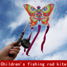 Fishing rod kite cartoon butterfly bee goldfish long tail outdoor flying toy children stunt kite family party game tool