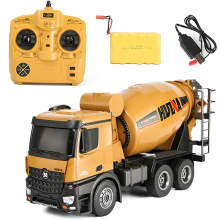 RLS Huina 1574 1:14 Scale RC 10- Channel Radio Controlled Diecast Heavy Duty Metal Cement Mixer Truck Toy  with Lights and sound