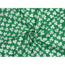 (White on Green) Minerva Printed Polycotton Fabric - per metre