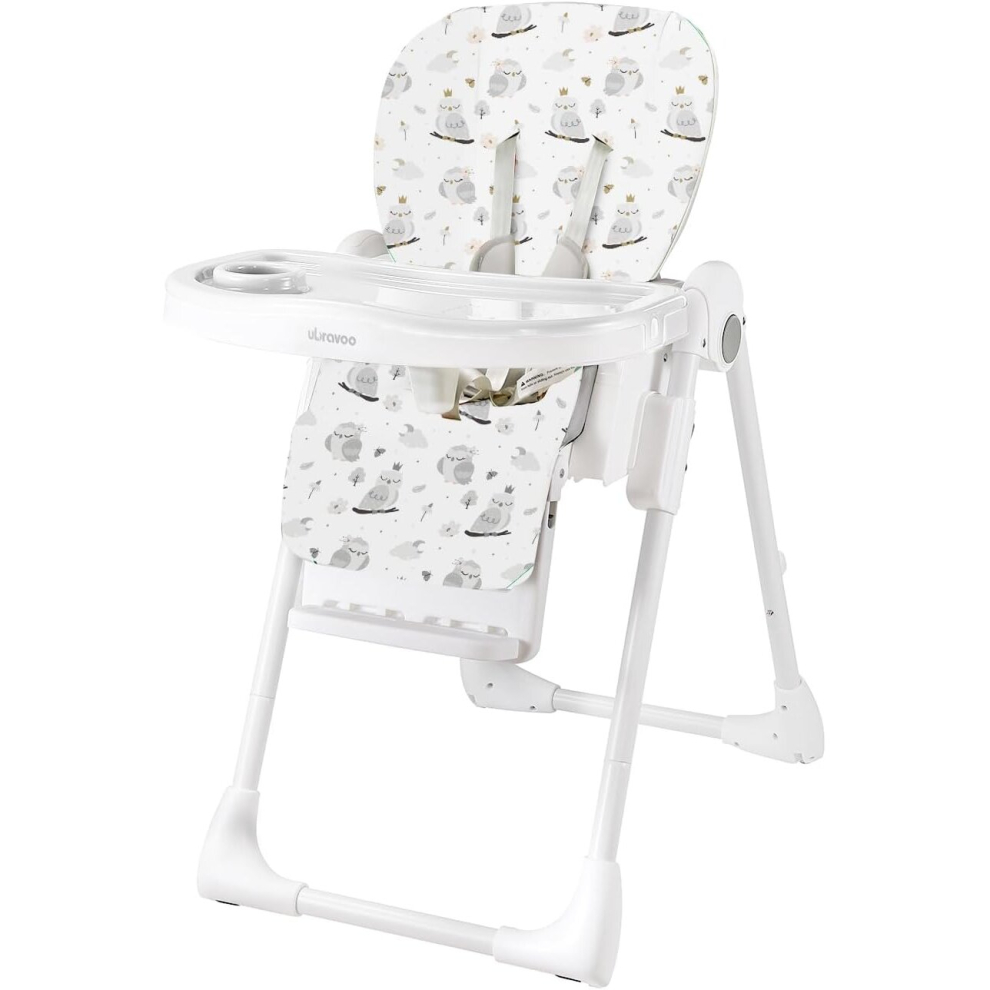 (Wisdom of the Owl) UBRAVOO Baby Foldable Highchair 0 Months Plus Fantasy Realm, Reclining, Double Tray