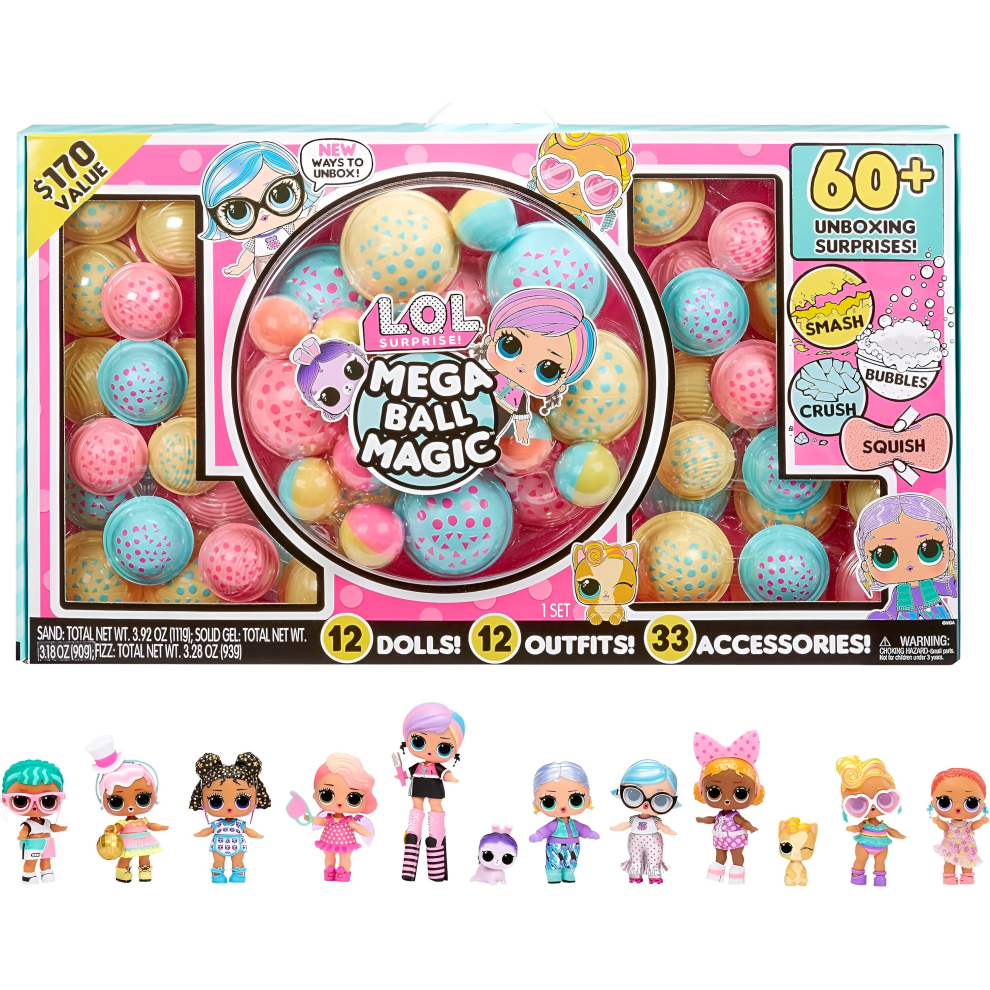 LOL Surprise Mega Ball Magic 12 Collectible Dolls, 60+ Surprises