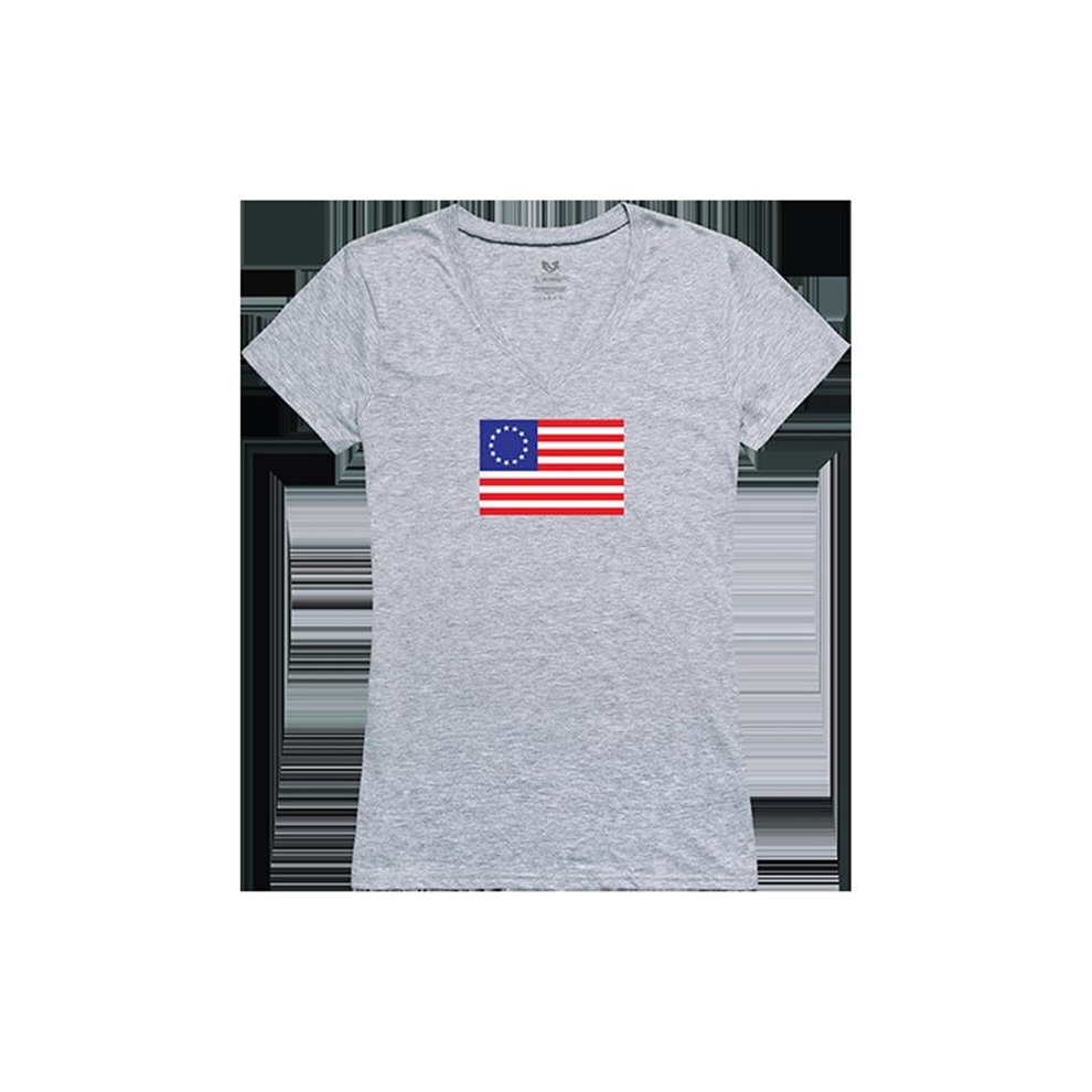 Betsy Ross 2 Graphic V-Neck T-Shirt, Heather Gray - Small-image-OPC-PD27Q9K-NEW