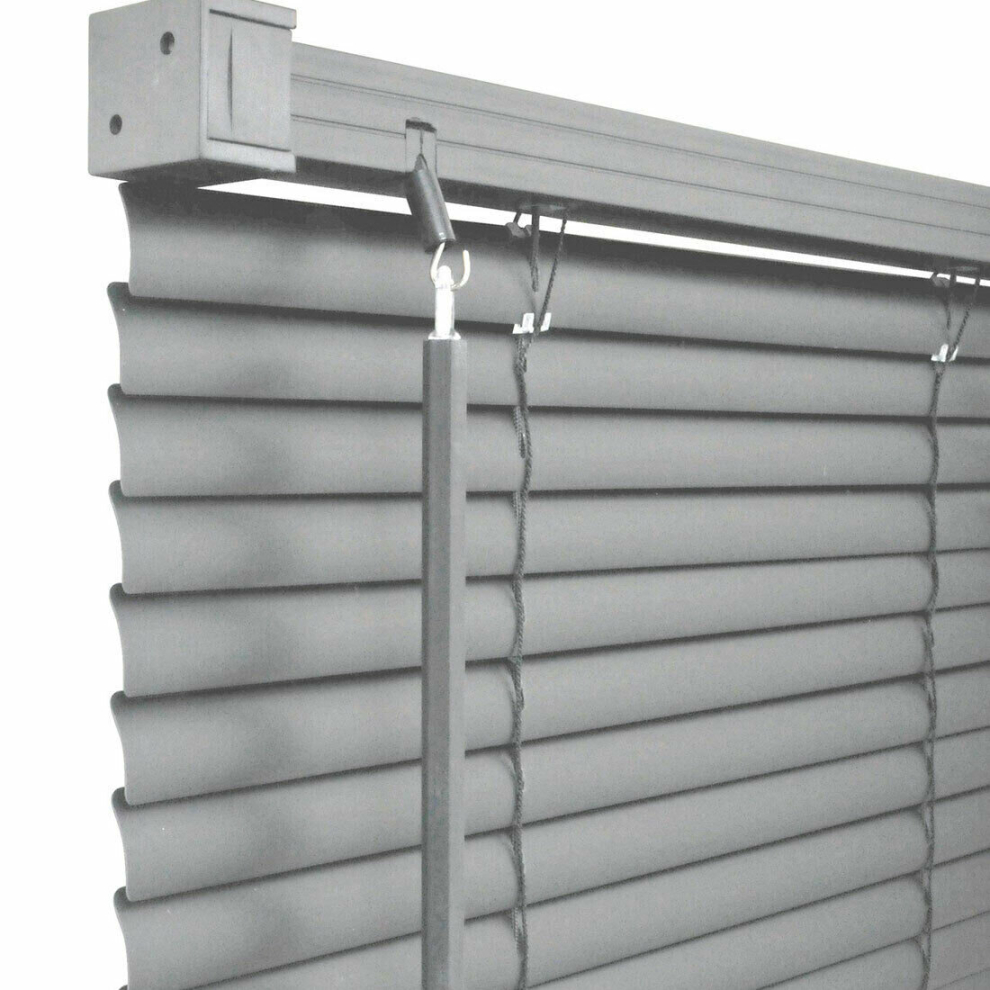 (210cm X 213cm Metal Headrail ) Grey PVC Venetian Trimmable Window Blinds