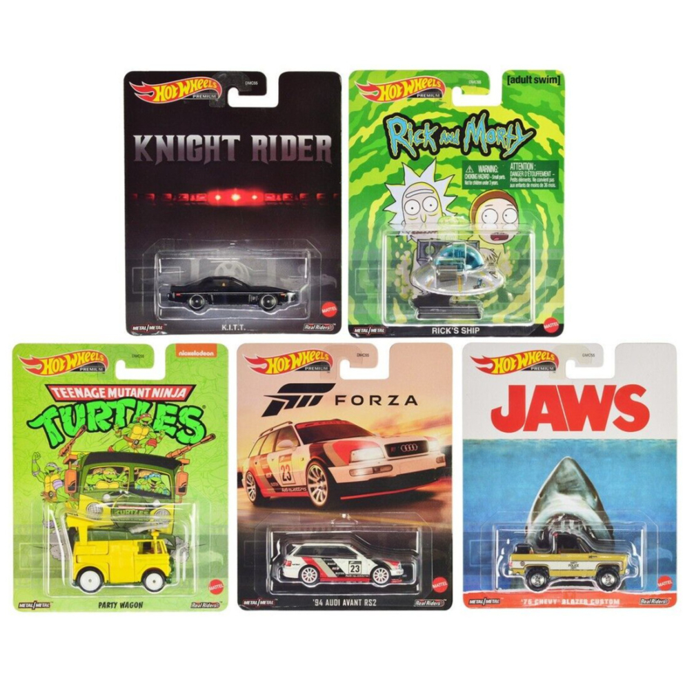 Hot Wheels Retro Entertainment Premium Diecast Model Cars Set of 5