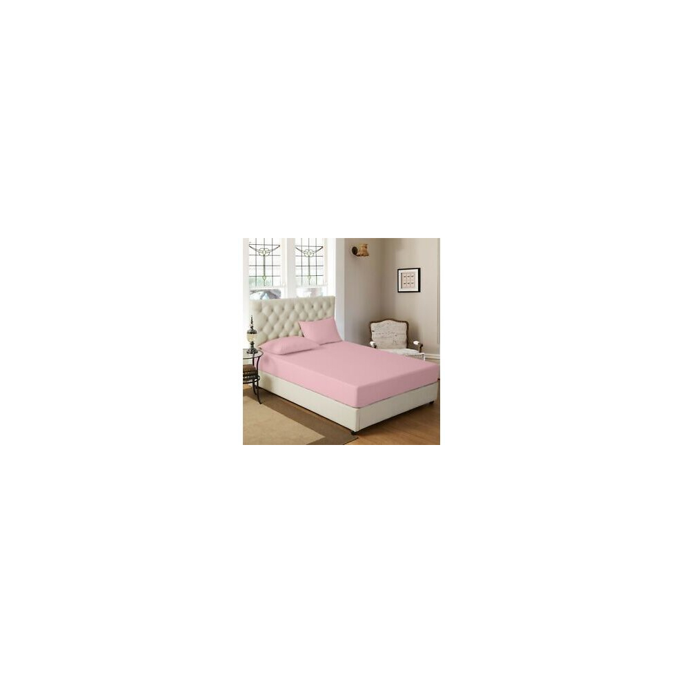Luxury Pink Single Fitted Sheet Poly Cotton With Single Pillow Case