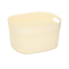 (Cream) Rattan Style Plastic Storage Baskets Office Home
