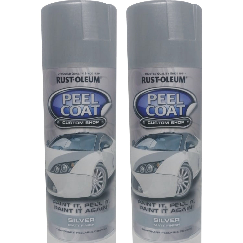 2 x 400ml RustOleum Peel Peelable Coat Silver Matt Finish Spray Paint