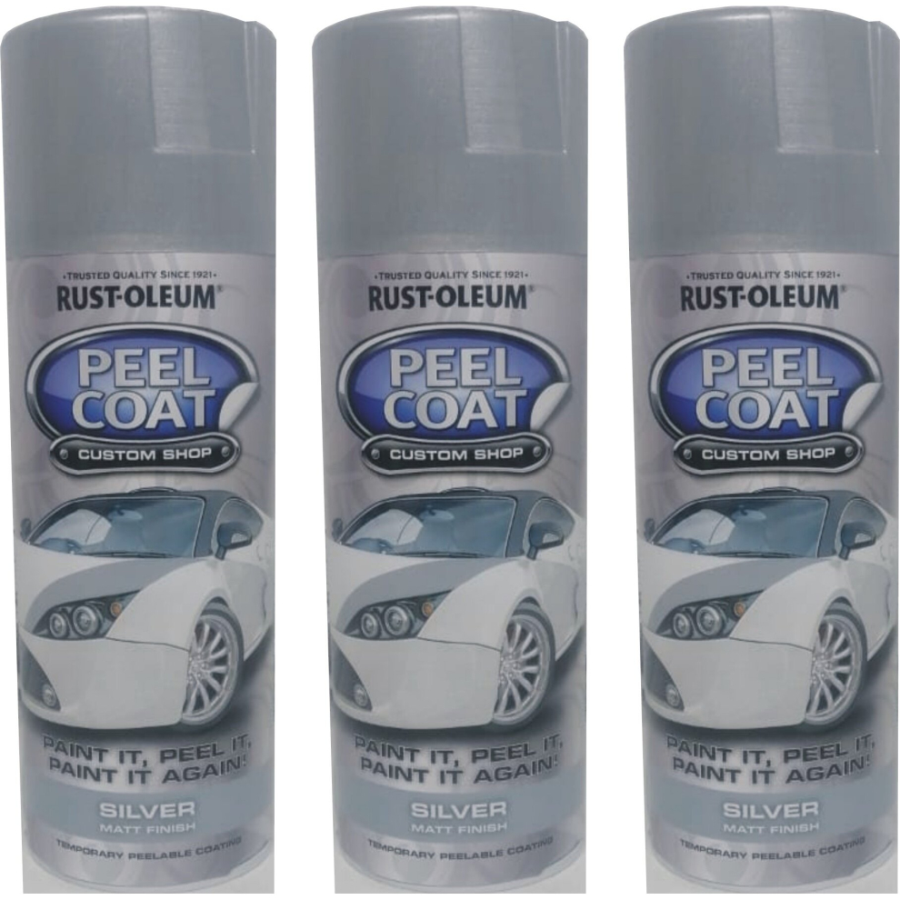 3 x 400ml RustOleum Peel Peelable Coat Silver Matt Finish Spray Paint