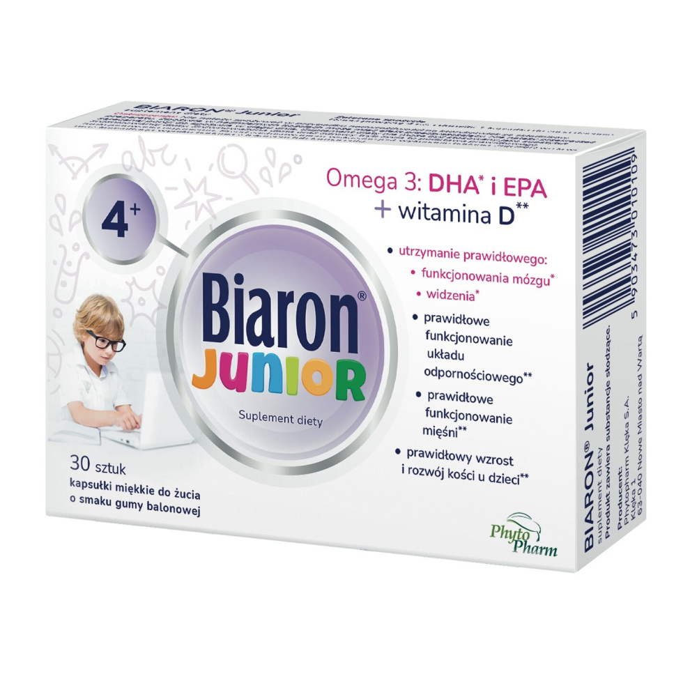 Biaron Junior, for children over 4 years old fruit flavor 30 caps