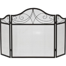3 Fold Arched Wrought Iron Screen, Black