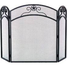 3 Fold Arched Wrought Iron Screen, Black