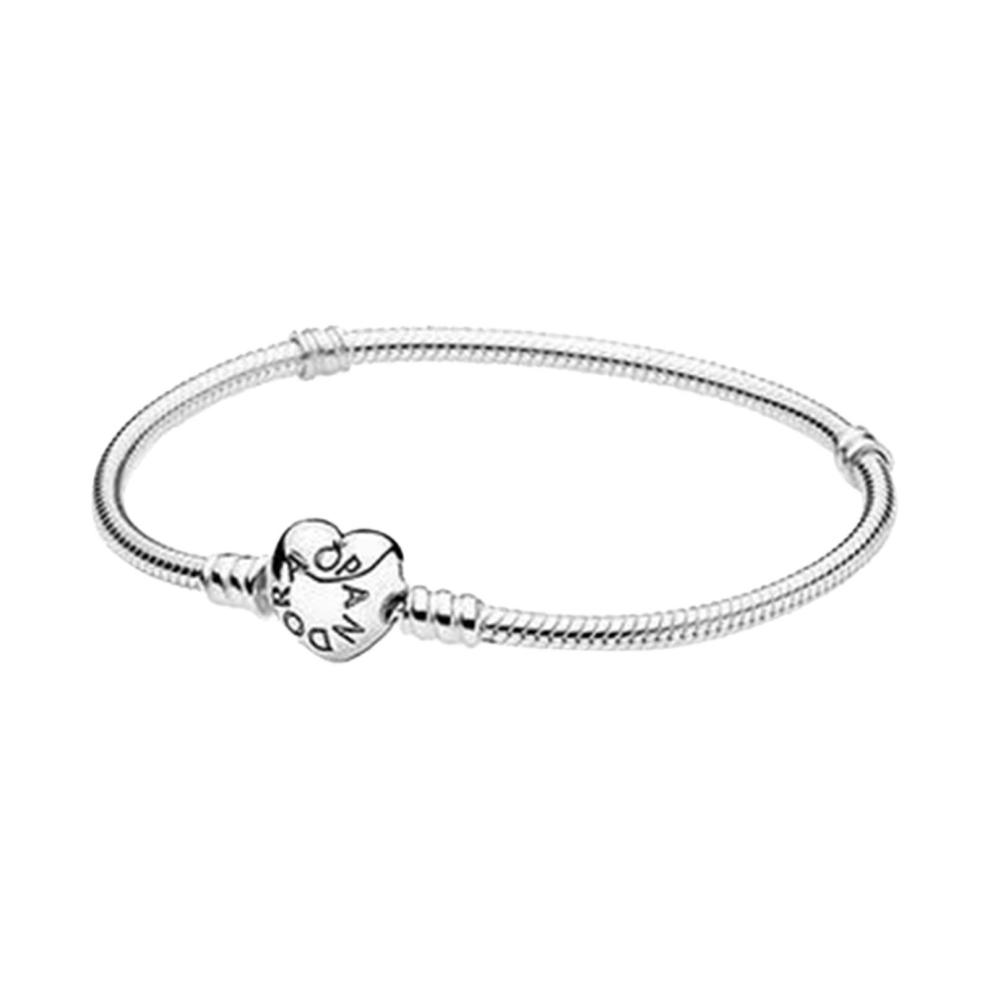 (A3, Perimeter 18cm-7.09in) Retro Heart Clasp Snake Chain Silver For Women Girls, Creative Gift For Women Man