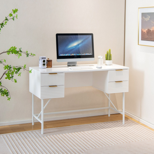 Costway Home Office Desk Computer Desk Study Writing Table PC Workstation W/ 4 Drawers