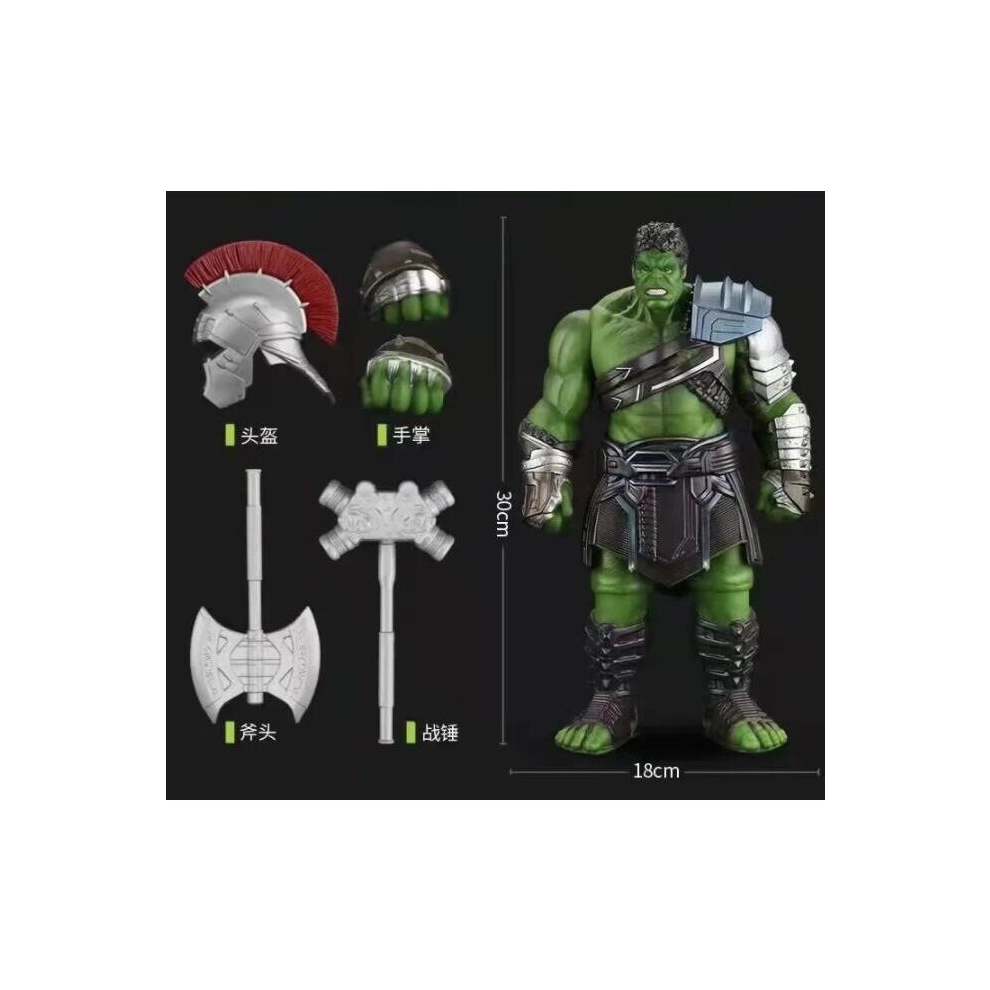 (with weapon) 35cm Big Size Avengers Marvel Thor 3 Ragnarok Hands Moveable Hammer Battle Axe Gladiator Hulk BJD Action Figure Model Toy