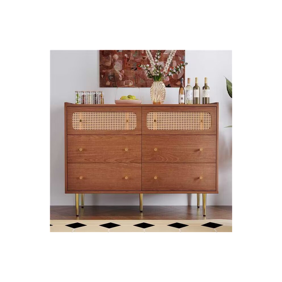 Rattan Sideboard Cabinet for Living Room with 6 drawers