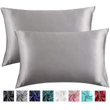 100% Mulberry Silk Pillowcase 51x76 cm (Grey) for Hair & Skin Health - Hypoallergenic, Hidden Zipper, Reduces Wrinkles & Frizz