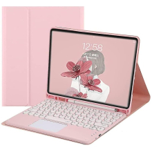 (Pink) Ipad 10th Generation 2022 Keyboard Case With Touchpad Cute Round Key Color Keyboard Ipad 10 10.9 Inch Detachable Touch Keyboard Slim Smart Cover With