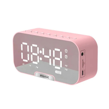 (Pink) Digital Alarm Clock with BT Speaker & FM Radio Portable Music Player