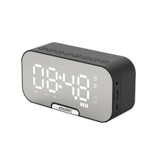 (Black) Digital Alarm Clock with BT Speaker & FM Radio Portable Music Player