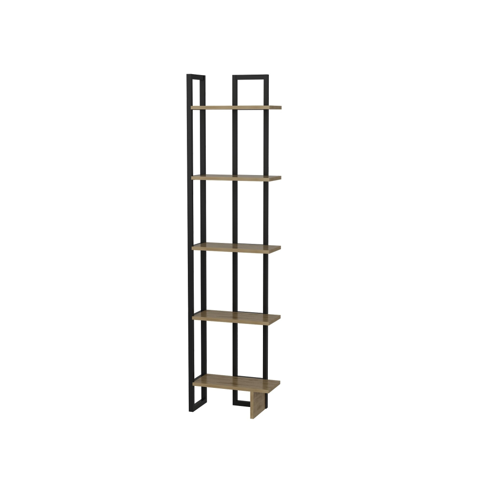 (Black/Cream) Decorotika Alice Industrial Corner Bookcase, Bookshelf