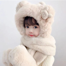 (4) Children's hats autumn and winter models of men and women baby plush three-piece thickened ear protection and warmth