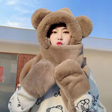 (14) Children's hats autumn and winter models of men and women baby plush three-piece thickened ear protection and warmth