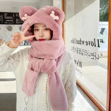 (9) Children's hats autumn and winter models of men and women baby plush three-piece thickened ear protection and warmth
