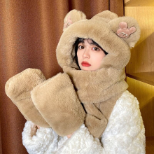 (10) Children's hats autumn and winter models of men and women baby plush three-piece thickened ear protection and warmth