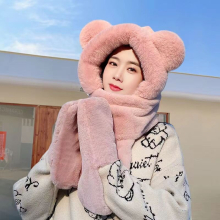 (13) Children's hats autumn and winter models of men and women baby plush three-piece thickened ear protection and warmth