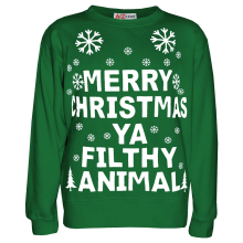 (2-3 Years, Ya Filthy Green) Unisex Xmas Jumper Ya Filthy Animal, Santa Floss