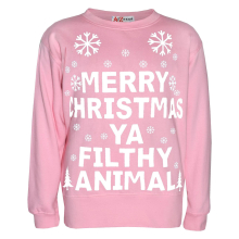 (7-8 Years, Ya Filthy Baby Pink) Unisex Xmas Jumper Ya Filthy Animal, Santa Floss