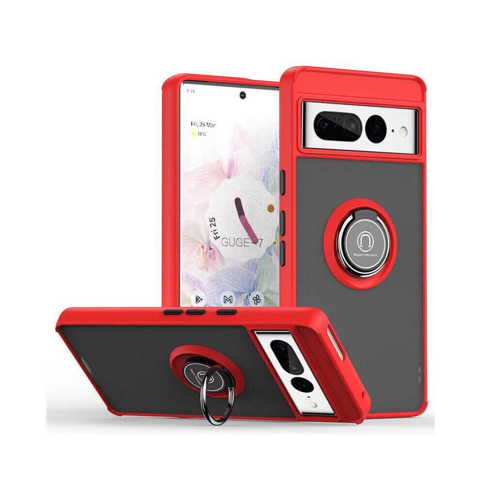 (Google Pixel 7 Pro, Red) For Google Pixel 7 Pro Shockproof Ring Armour Case