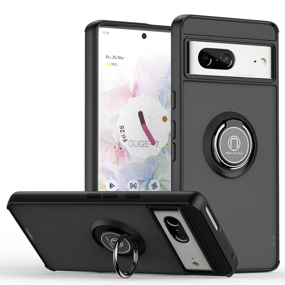 (Google Pixel 7A, Black) For Google Pixel 7A Shockproof Ring Armour Case