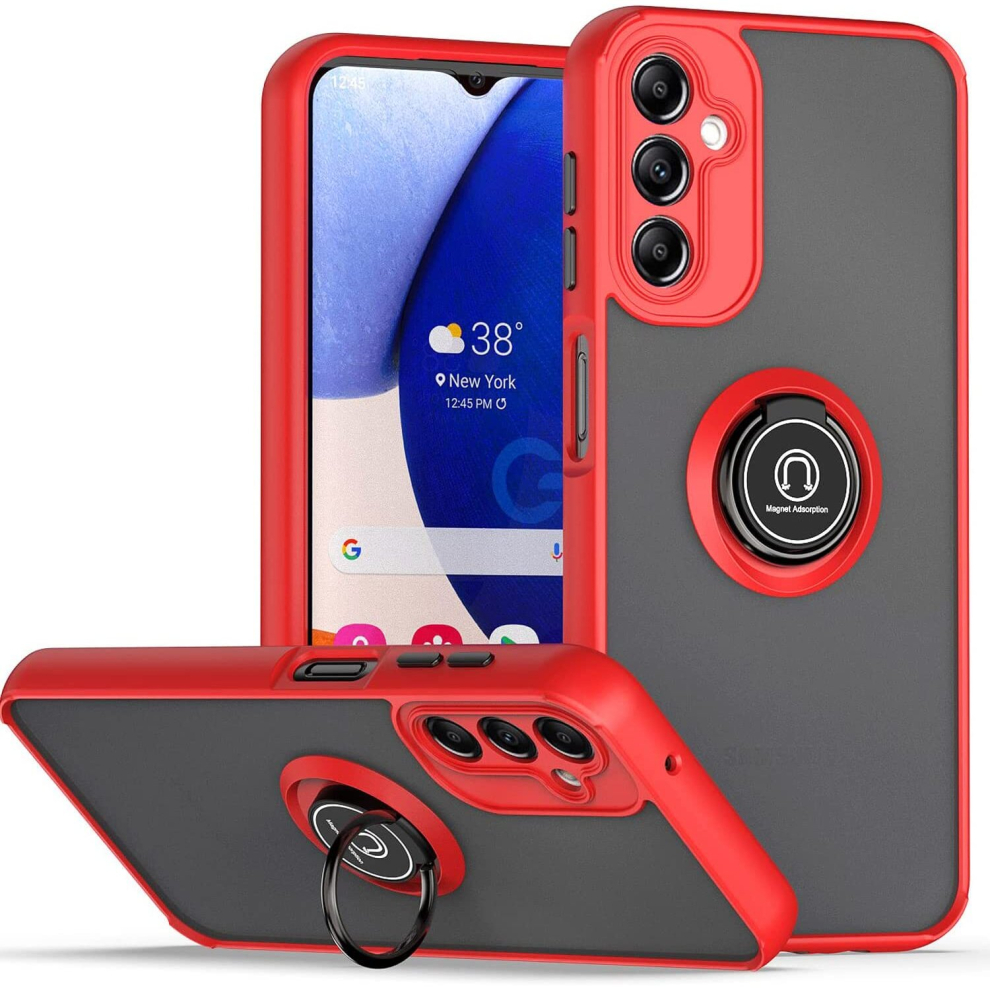 (Samsung Galaxy  A14, Red) For Samsung Galaxy A14 Shockproof Ring Armour Case