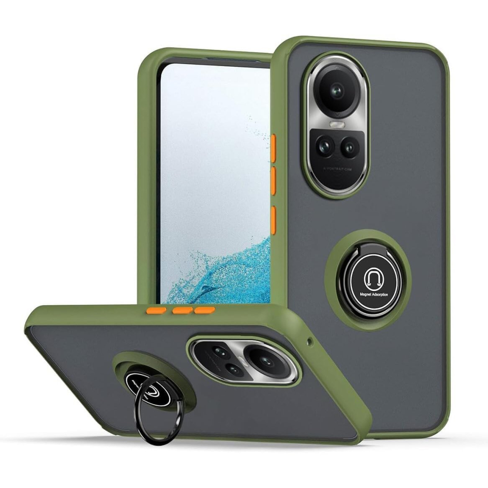 Pixfab (Newring-Oppo-Reno10(5G), ) For Oppo Reno 10 (5G) Shockproof Ring Armour Case Green