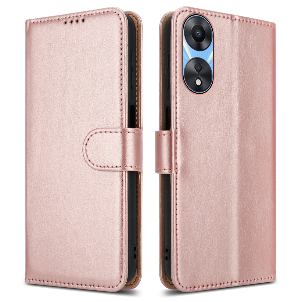 (Oppo A58 5G / Oppo A78 5G, Rose ) For Oppo A58 (5G) / A78 (5G) Leather Phone Case Gold 5059302091341