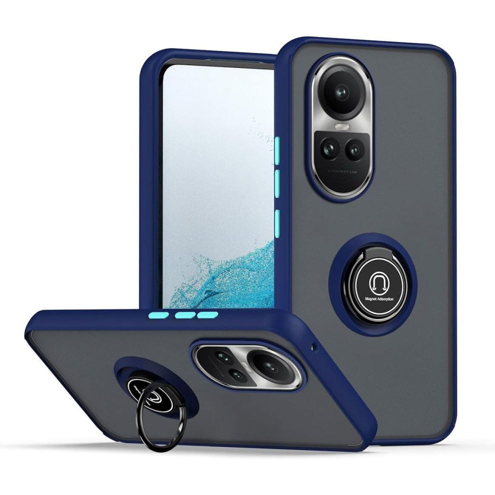 (Newring-Oppo-Reno10(5G), ) For Oppo Reno 10 (5G) Shockproof Ring Armour Case Blue 5059302095783