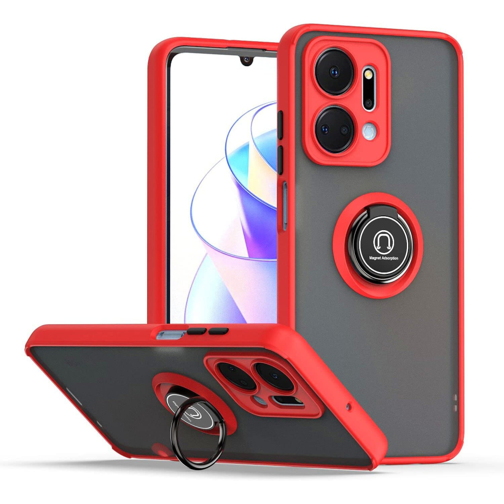 (Honor X7A, Red) For Honor X7A Shockproof Ring Armour Phone Case