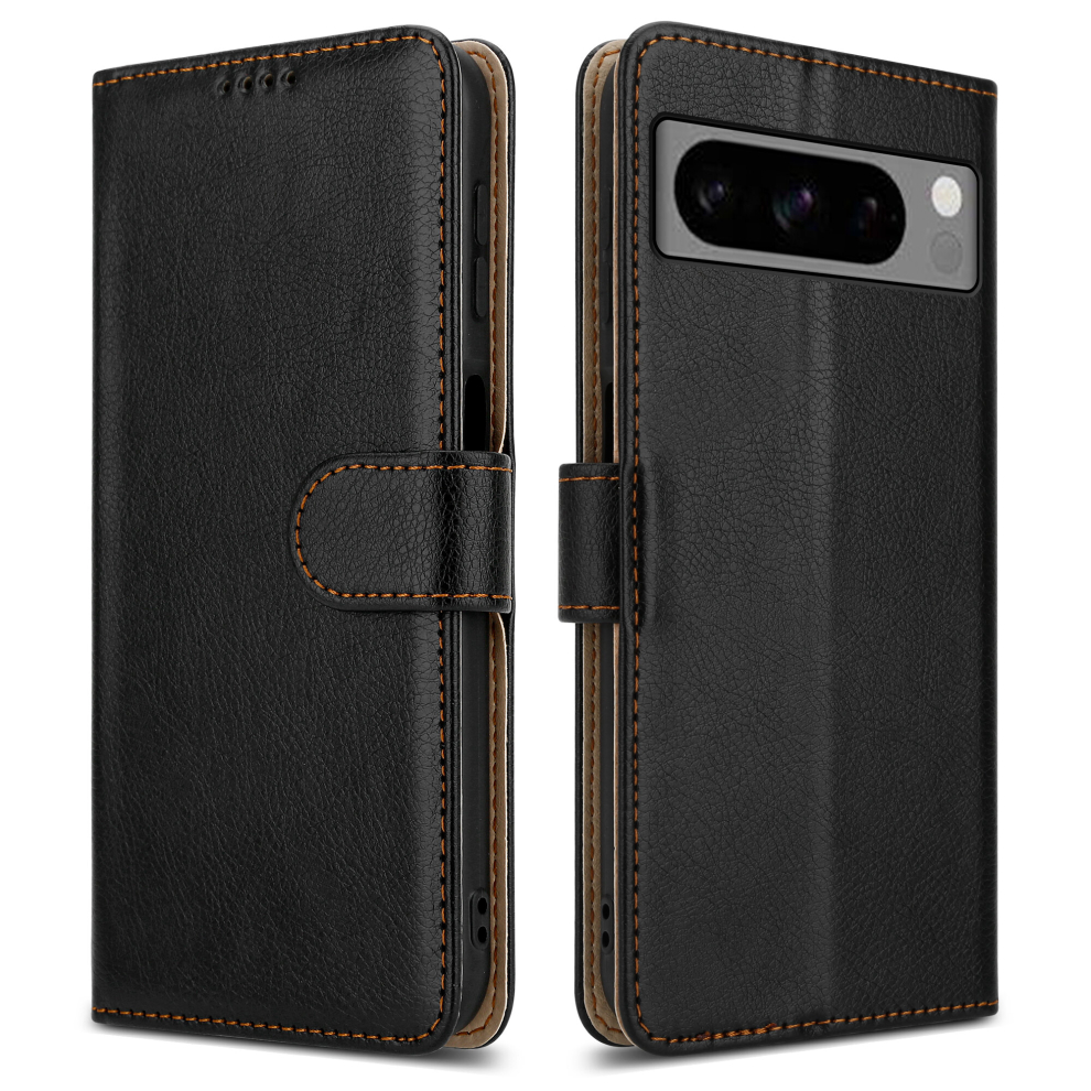 Pixfab (Google Pixel 8 Pro, ) For Google Pixel 8 Pro Leather Wallet Phone Case Black