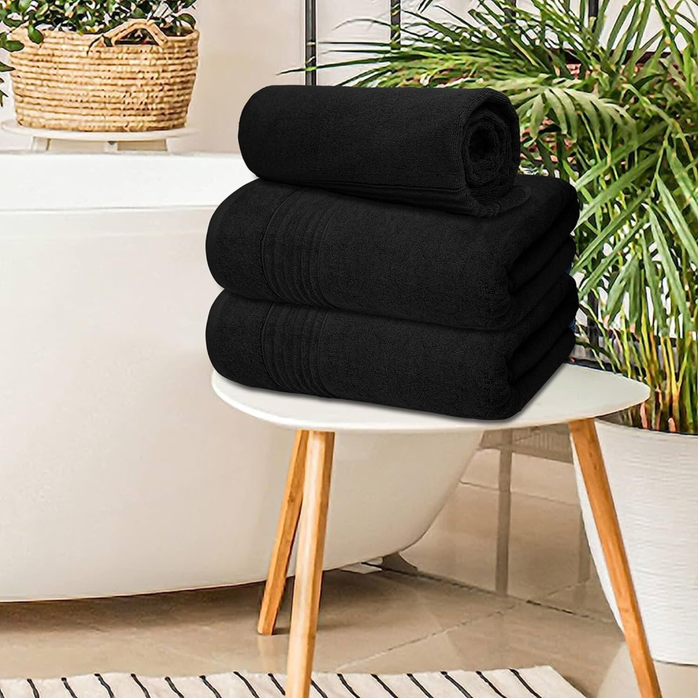 (Black, 2 Bath Shets) Luxury Super Jumbo Extra Large Bath Sheets (Pack ...