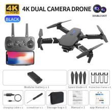 (Black) Mini Drone Foldable Rc Quadcopter Helicopter With 4k Hd Dual Camera For Kids Adults