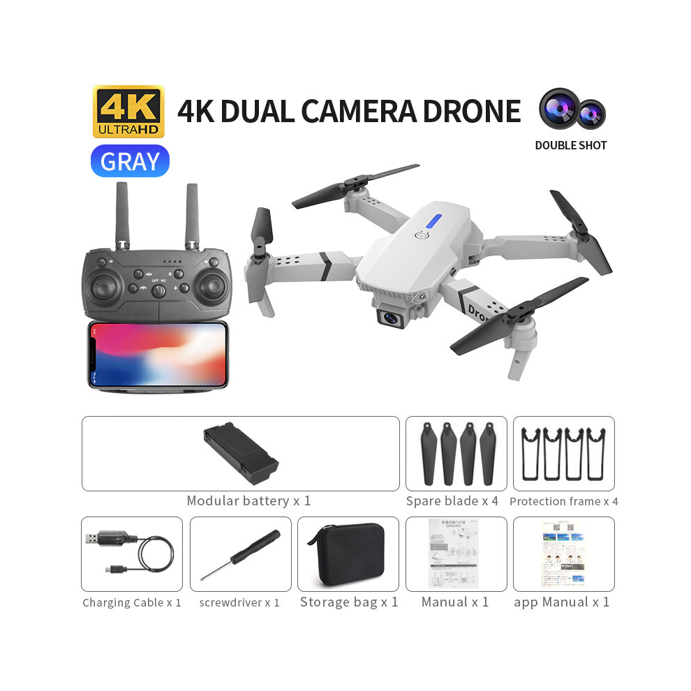 (White) Mini Drone Foldable Rc Quadcopter Helicopter With 4K Hd Dual Camera For Kids Adults White
